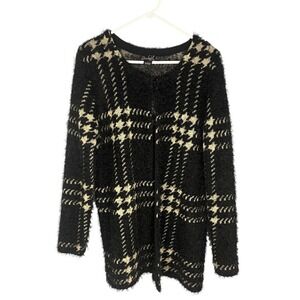 Questions‎ by Say What Women's Fuzzy Long Sleeve Open Front Cardigan Sweater L